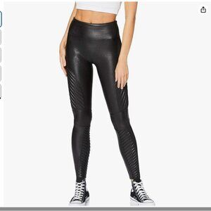 Spanx Faux Leather Moto Leggings - Size Large Petite